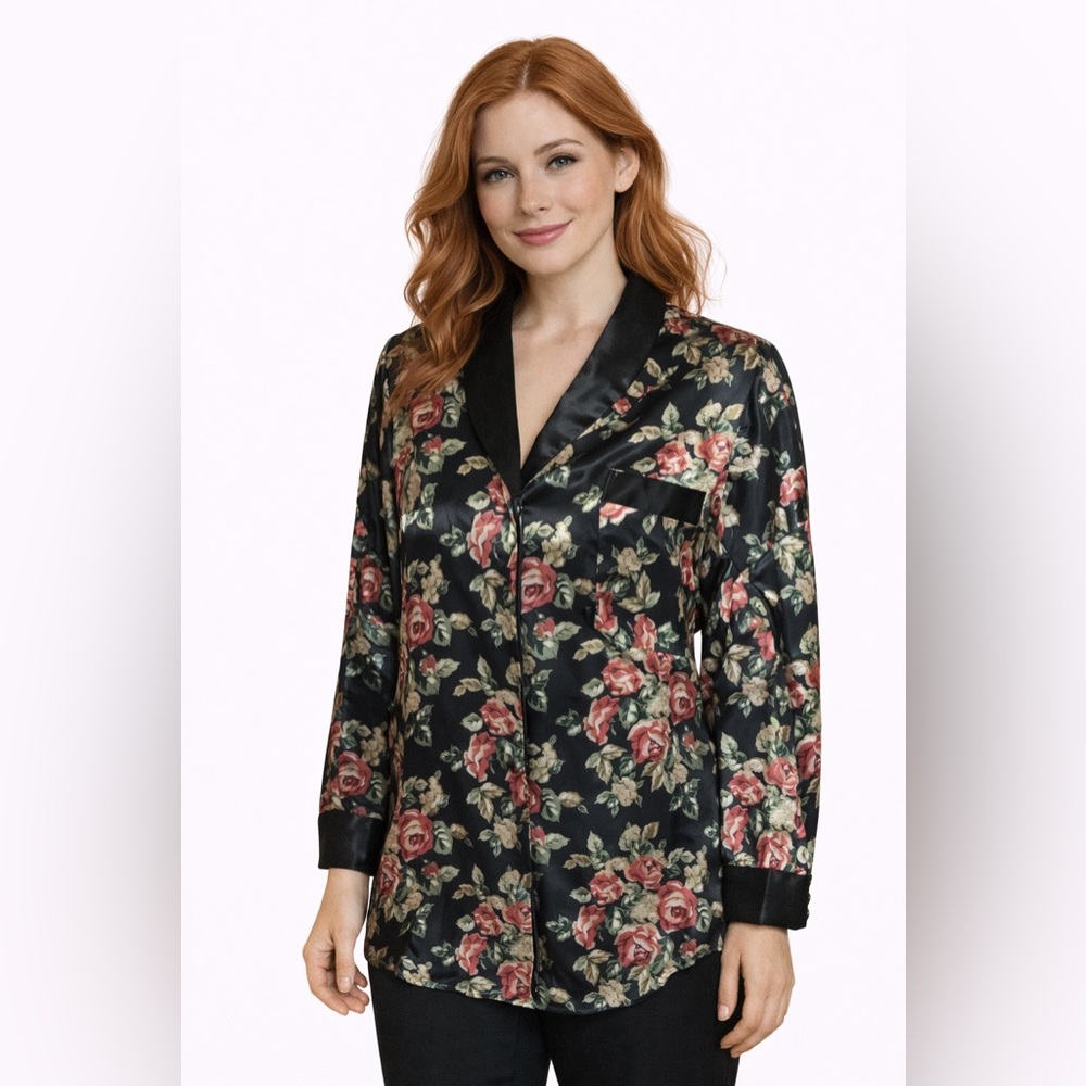 Vintage Women’s Smoking Jacket | Satin Lounge Jacket | Classic Retro Eveningwear